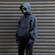 抖音得物二开美式重磅宽松结构拉链设计防风高领连帽卫衣外套W76，男装卫衣，电商A486