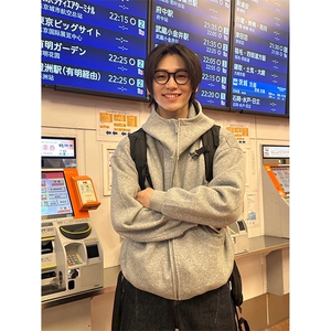 抖音得物二开秋冬美式高街重磅结构高领拉链连帽卫衣外套W93,去台湾过年穿衣搭配图片