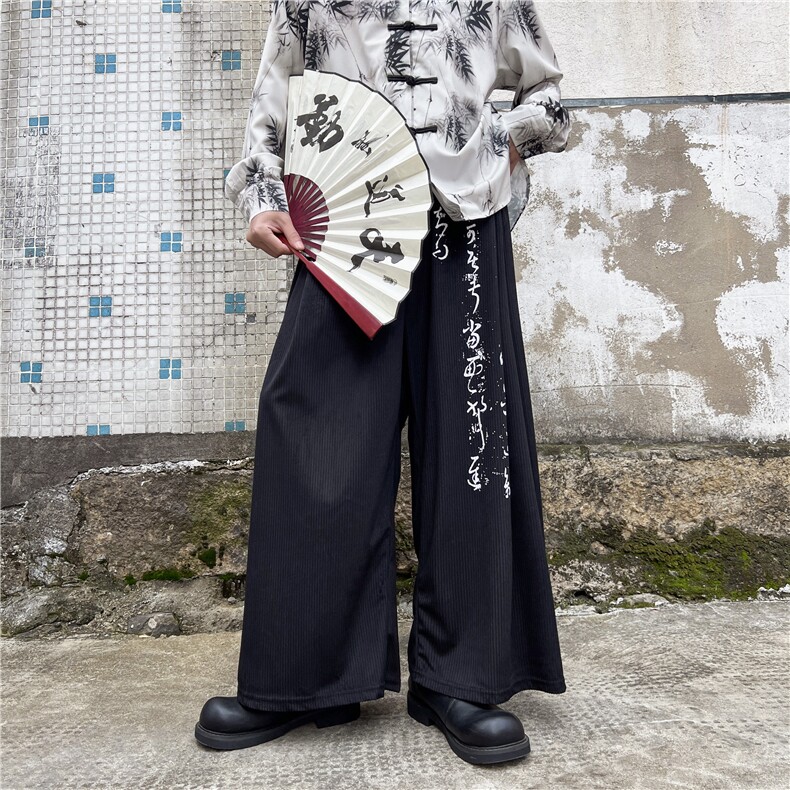 新中式复古直筒裤2024休闲百搭潮风男女情侣阔腿裤子~XK1400图片