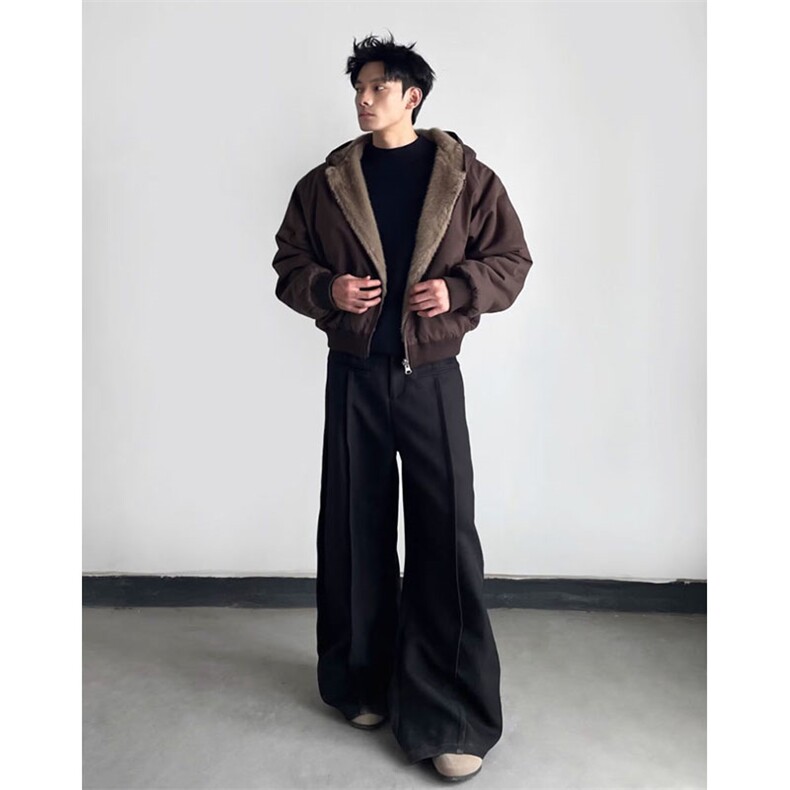 两面穿现货重磅短款座山雕棉衣男女双面穿毛毛绒棉服加厚外套,男装棉衣,电商A486-1