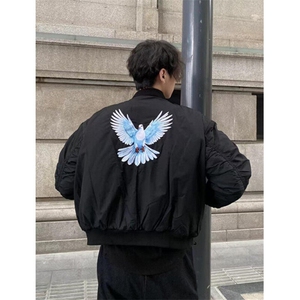 刺绣元素上衣外套男秋冬季日系复古宽松休闲飞行员夹克JA733,欧韩羽绒服搭配图片