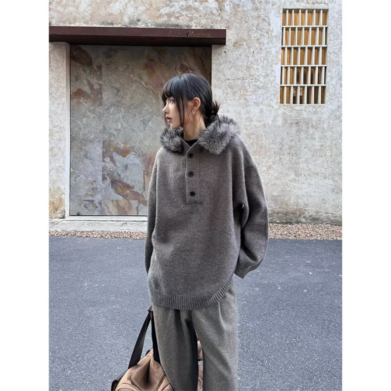 秋冬男士毛衣宽松连帽套头纯色毛线衣青年针织衫高级感外穿,男装针织衫/毛衣,星座506A