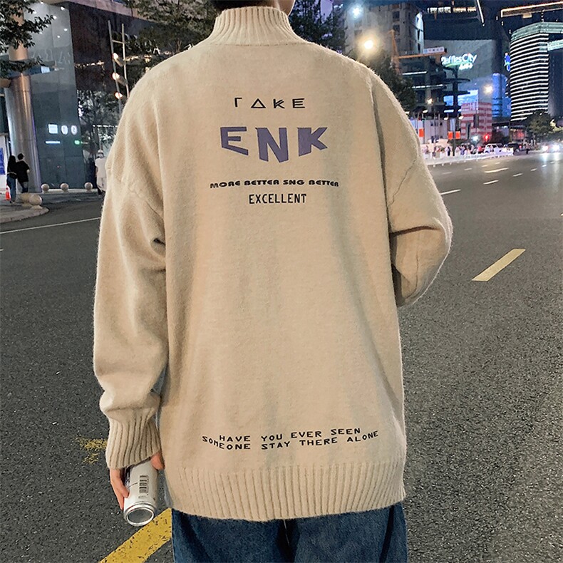 M18120-P45 半高领毛衣男士大码针织衫男毛线衣男线衫图片