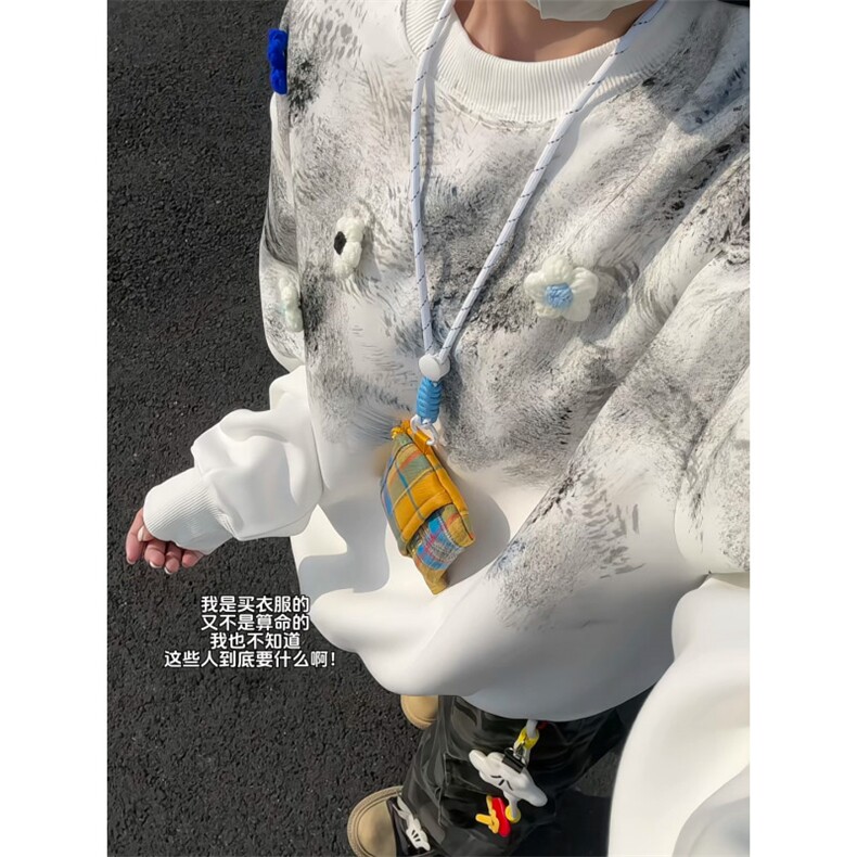 XZ809A/SYR40/P50/控78印花设计感小花圆领卫衣,男装卫衣,星座809A(原222-1)