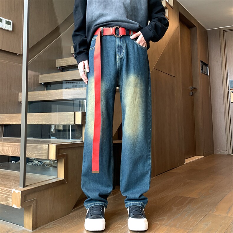 美式复古百搭高街潮牌宽松直筒牛仔裤A158-NZK802-P35特价,男装牛仔裤,电商A158