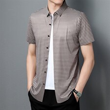 男士夏季短袖衬衫2023新款休闲商务衬衣男士上衣男装ZL1266-P63，男装衬衫，星座1105-3