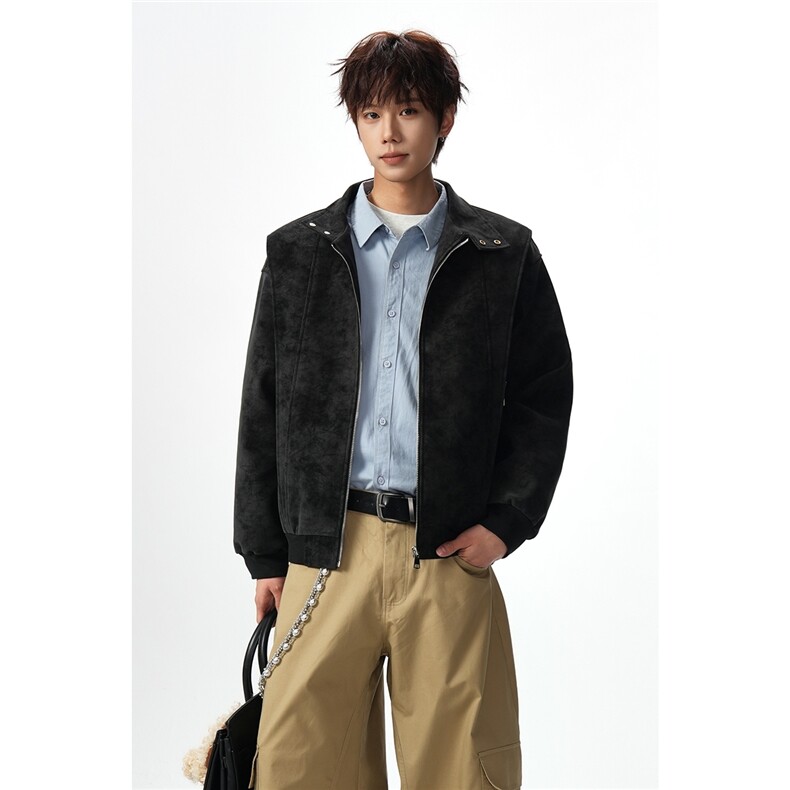 2026春季新款扎染立领正肩PU皮宽松夹克外套男J6521-特P68控128,男装夹克,电商A001-1