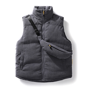 冬季灯芯绒棉马甲男日系复古加厚立领棉服情侣外套配挎包8516-P70图片
