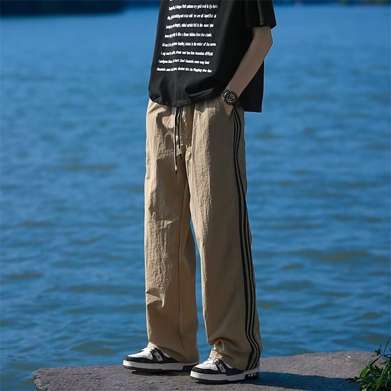 三条杠速干休闲裤男夏季薄款宽松百搭直筒运动长裤kB566,男装休闲裤,星座1116A-1（原606A）