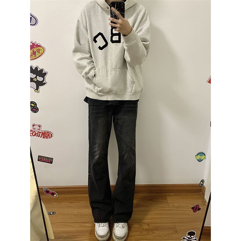 B221美式ins高街暗黑光版修身微喇牛仔裤LK23137-P55控78,男装牛仔裤,电商B221