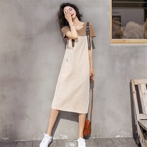 洋气背带裙套装女夏季2024新款女装时尚显瘦两件套连衣裙减龄套裙图片