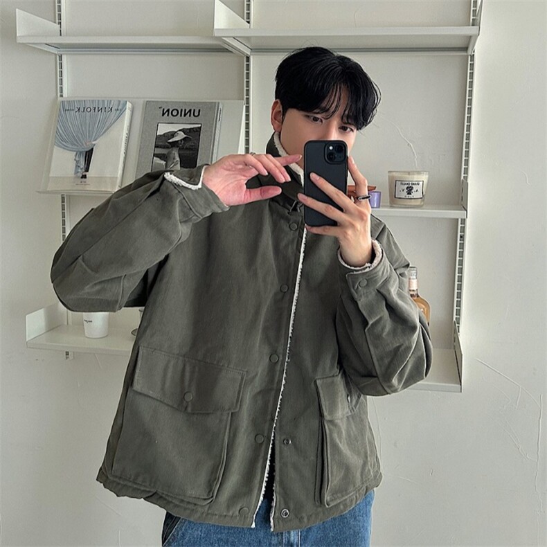 816B-WT031-P128冬季韩圣诞男士羊羔毛翻领棉衣宽松棉服外套,男装棉衣,星座816B