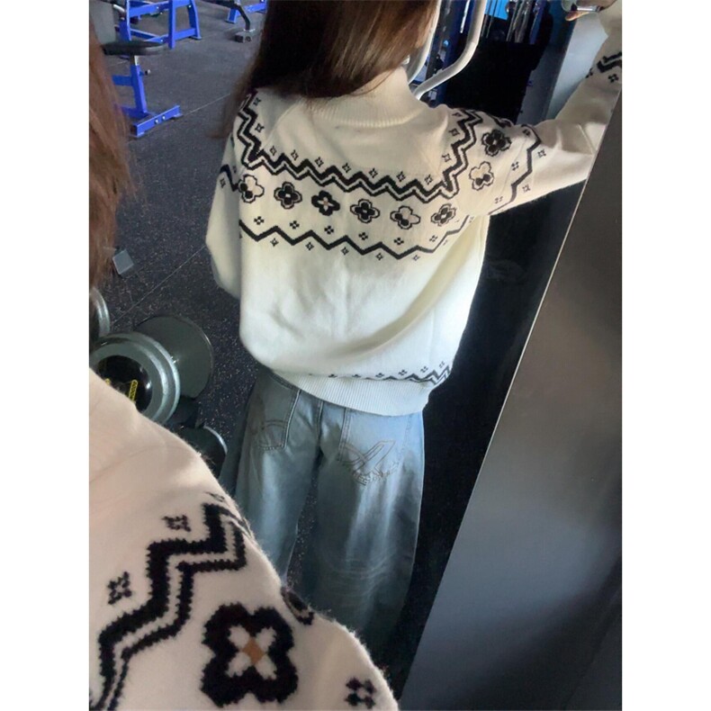 网图有货费尔岛民族风花瓣宽松慵懒提花开衫毛衣男女A1071-P55,男装针织衫/毛衣,星座1505