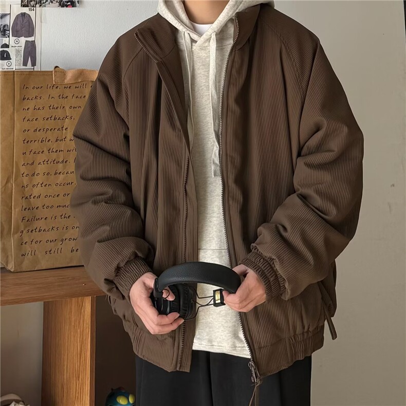 2026新款日系冬季美拉德立领宽松口袋面包服插肩袖保暖棉服外套,男装棉衣,星座506A