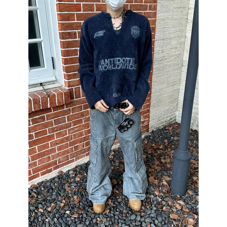 【有货】cleanfit马海毛v领毛衣高级感痞帅美式针织衫TQ01LL-P65,男装针织衫/毛衣,星座1007（原301D）