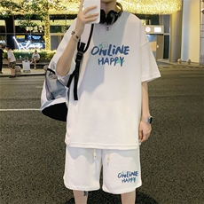 ！2023夏季新款男士华夫格短袖T恤套装潮流一套HTZ02P50，男装T恤，电商B220