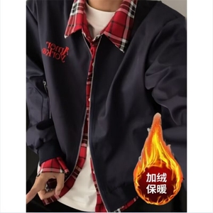 假两件夹克男美式复古潮小众宽松休闲棉衣外套LW2111-p75 夹棉88图片