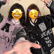 1506-1/GAA010/P64美式复古字母刺绣拼色棒球服，女装职业装，星座1506A