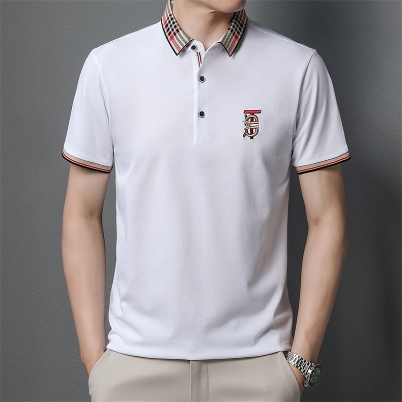 短袖Polo衫男翻领纯色刺绣上衣夏季中年男士商务休闲半袖T恤衫,男装T恤,电商B212（原钱塘6029）