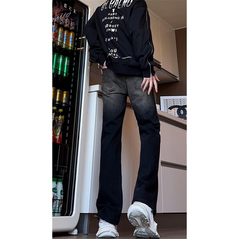 B221美式ins高街暗黑百搭修身微喇牛仔裤LK24236-特P40控68,男装牛仔裤,电商B221