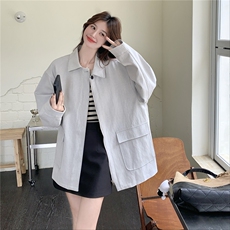 现货新款米灰色风衣短外套25082P145K218，女装短外套，2D035