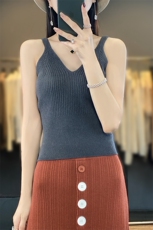时尚气质简约百搭修身纯色针织吊带2025年夏季，女装背心吊带，唯若美羊绒
