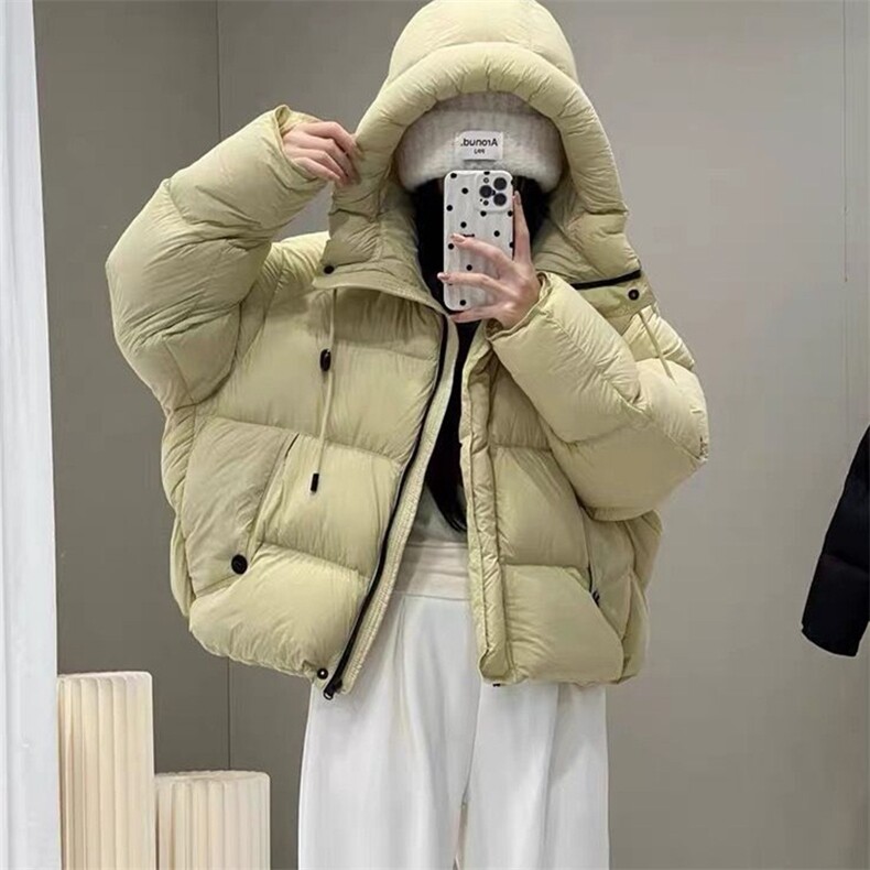 韩版连帽加厚白鸭绒羽绒服女短款2026新款泡芙感减龄保暖外套女,女装羽绒服,蓝诗依工厂店