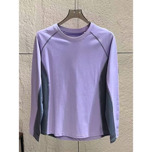 高品 户外撞色插肩袖速干透气运动健身跑步长袖T恤男女A1265-P58图片