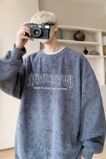 已注册/华棉内景秋冬日系复古宽松圆领卫衣男WY00730/P35加绒P45，男装卫衣，电商B316