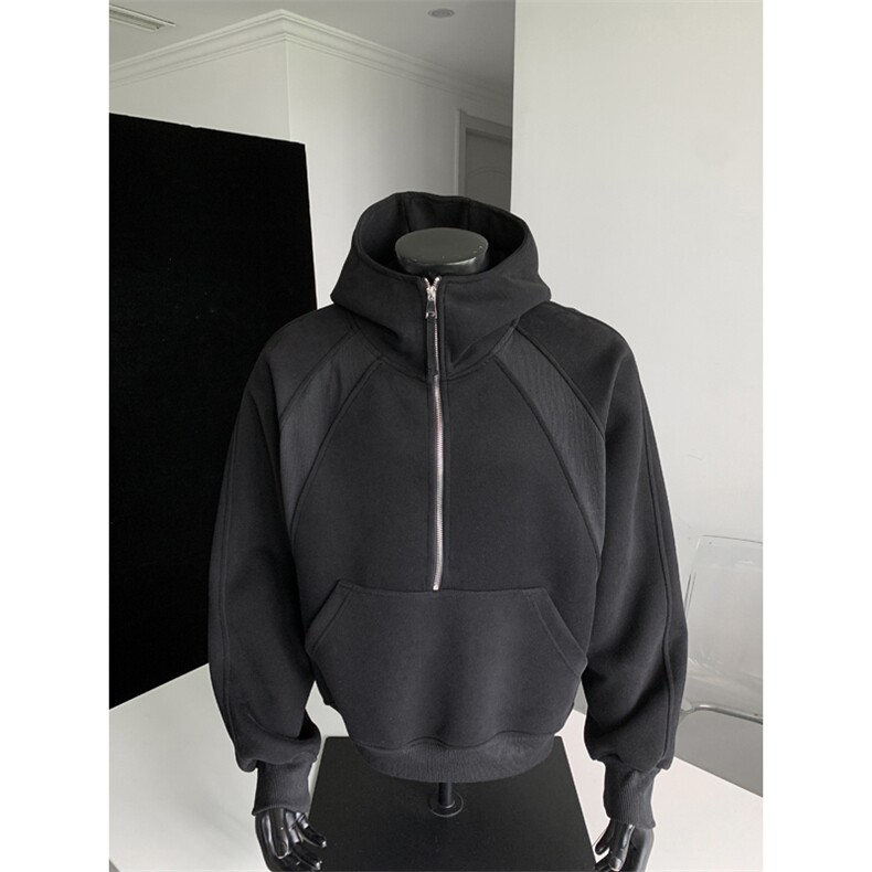 W8595特P55假模420克高品质拼接罗口带帽个性卫衣男,男装卫衣,电商B205