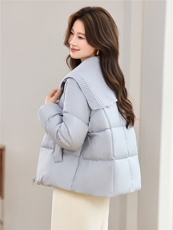 现货2025冬季新款优雅时尚无帽针织领女士保暖加厚羽绒服，女装羽绒服，木子恋