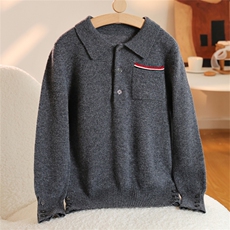 2025年秋季新款多扣POLO领针织羊毛衫舒适休闲柔软，童装儿童羊毛衫，群鹿羊绒