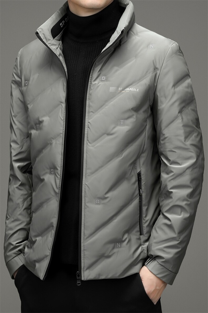 90白鸭绒中年男士休闲立领羽绒服保暖防寒羽绒开衫男HB9911-P235，男装羽绒服，电商B212（原钱塘6029）