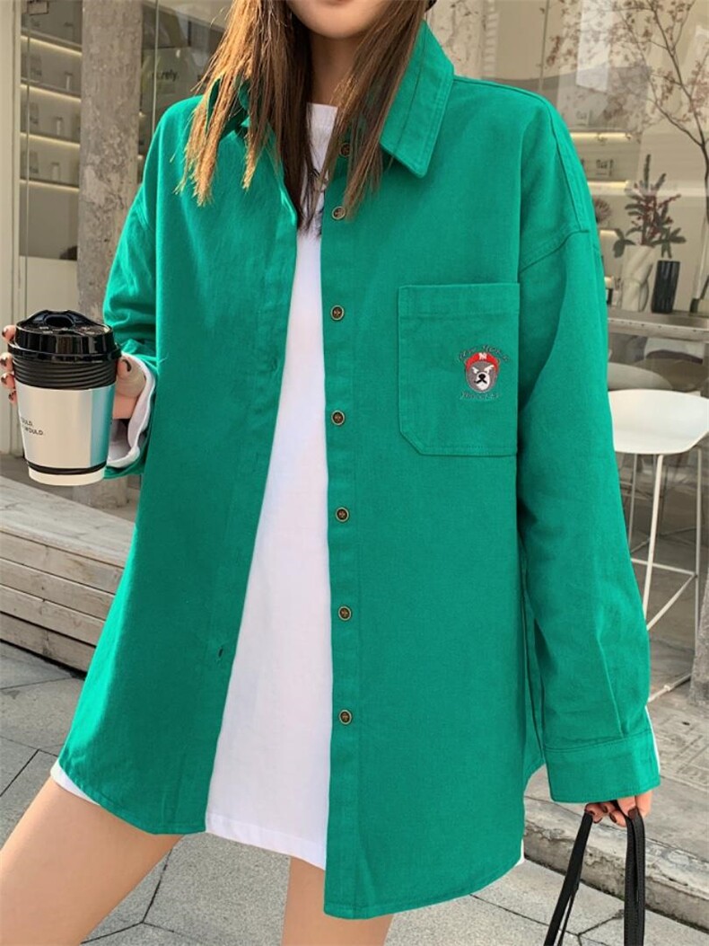 春季亮色衬衫韩版，女装衬衫，SUPEREDITE 绣铂