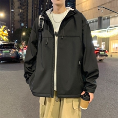 秋季新款港风夜景加厚连帽冲锋衣宽松大码夹克男A157B-J223-P90，男装夹克，电商A157B