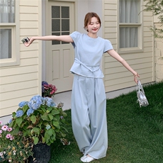 现货209-3258-P165-K228牛仔无袖上衣+阔腿裤两件套2025年夏季，女装套装/套裙，浙宝210（原浙宝191）
