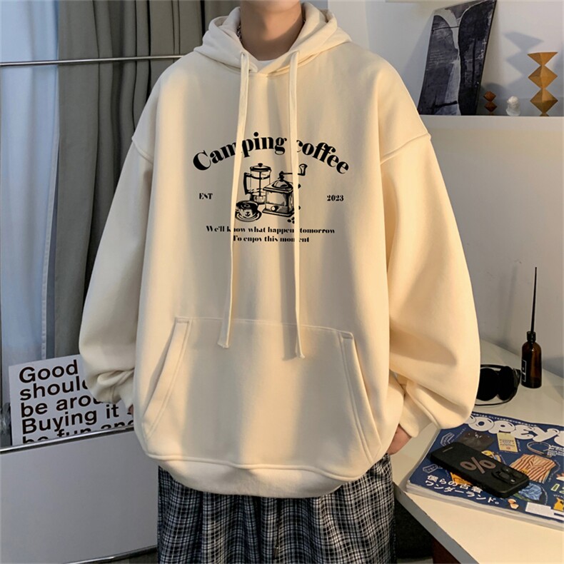 抖音品质 秋季320G华棉男士连帽大码印花卫衣WYH2476-P45控68图片