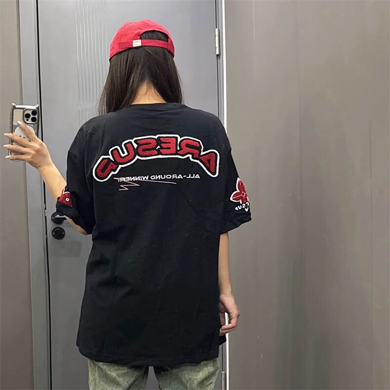 万针全刺绣工艺抖音得物高品质260克重磅纯棉双纱美式高街短袖T恤图片