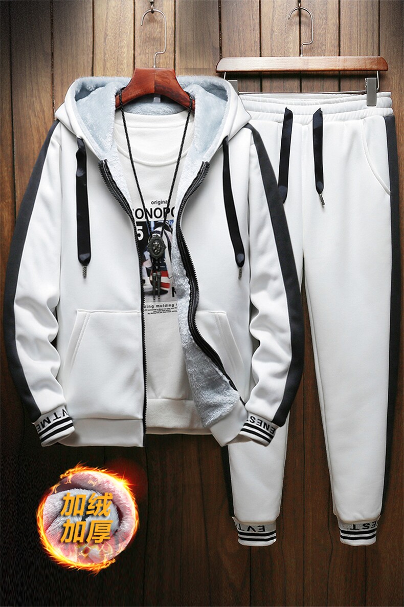 卫衣套装冬季男士衣服两件套休闲装外套加绒加厚运动服DS261T,男装卫衣,电商A102