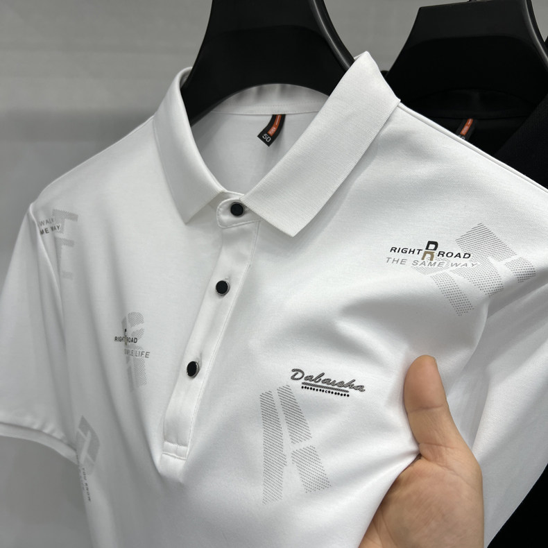 夏季新款男士短袖POLO杉高档轻商务翻领百搭中年爸爸装,男装T恤,电商B212（原钱塘6029）