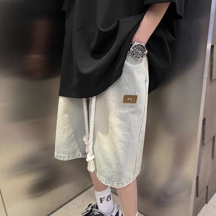 夏季牛仔短裤男高级感潮牌五分中裤美式复古直筒休闲裤GD6054-P38,男装牛仔裤,星座1008
