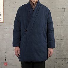 冬装新款风男装中长款男士改良汉服棉袄禅意男外套Y07P150，男装民族服装，钱塘802