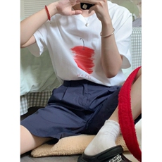 T0659-P25手绘苹果俏皮印花纯棉短袖，男装T恤，星座617A-2
