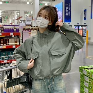 现货 韩版休闲百搭显瘦短款风衣外套女 2D075-(P140-K195)图片