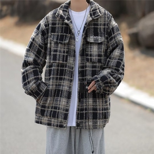 格子夹克男女韩版潮流痞子帅气2023秋冬新款ins宽松外套W5024-P57图片
