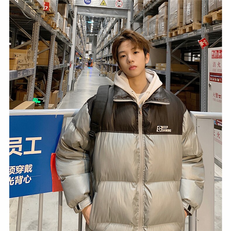 EQ337撞色面包服冬季加厚棉衣外套男港风字母印花棉服2024新款,男装棉衣,电商C306-1
