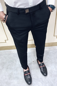 春季西裤男修身直筒高级感商务休闲裤男士裤长裤6180九分618—P55图片