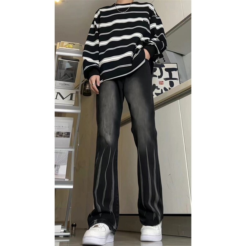 美式ins高街hiphop微喇扎染牛仔裤货号K2313P55控78,男装牛仔裤,电商A063