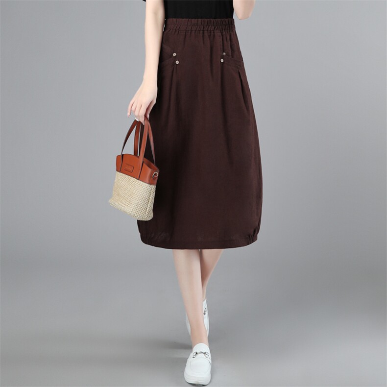 2022年夏季新款潮亚麻a字裙子洋气减龄韩版休闲百搭半身裙子显瘦，女装半身裙，简韵佳
