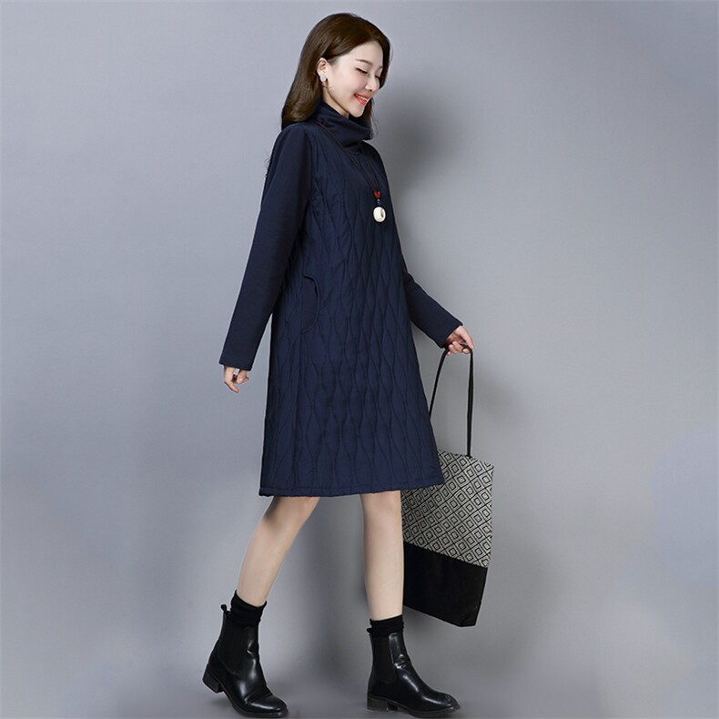中长款时尚潮流休闲2020年冬季连衣裙优雅百搭甜美长袖,女装连衣裙,叶笙衣